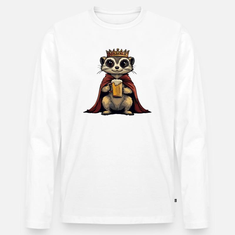 Erdmännchen Bier König - Männer Premium Bio Langarmshirt - Weiß