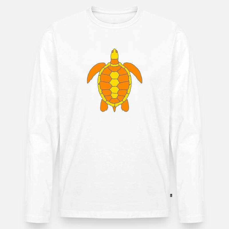 TURTLE - Männer Premium Bio Langarmshirt - Weiß