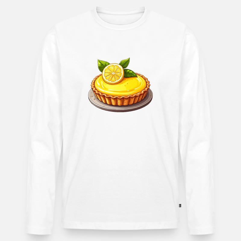 Kuchen mit Zitrone - Männer Premium Bio Langarmshirt - Weiß