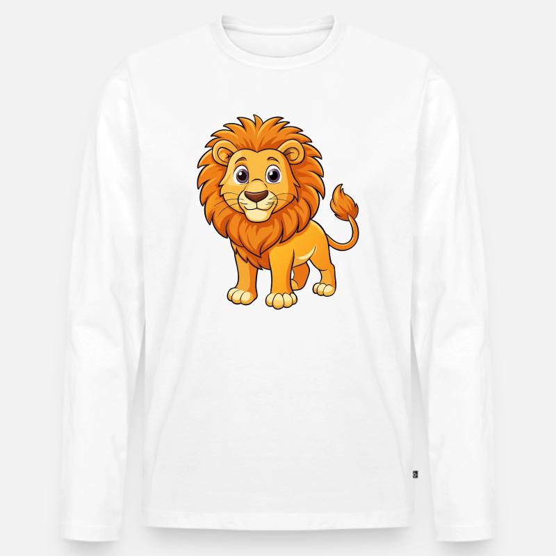 Löwe - Männer Premium Bio Langarmshirt - Weiß