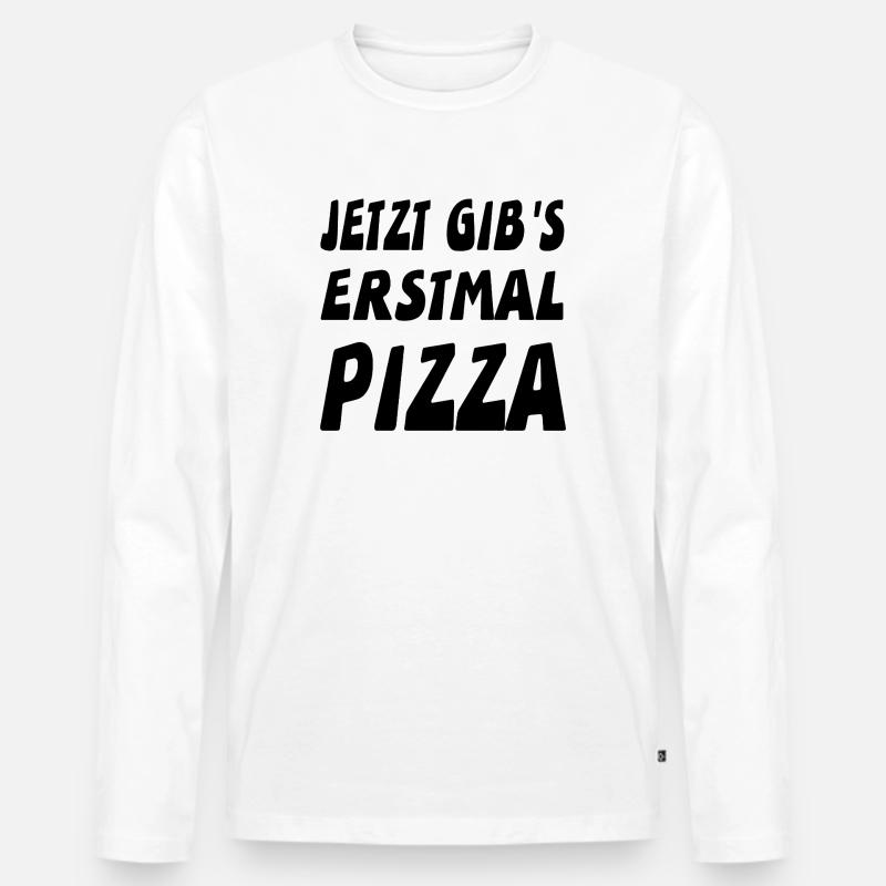 Pizza - Männer Premium Bio Langarmshirt - Weiß