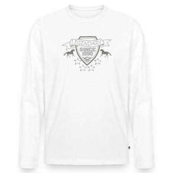 1990 - T-shirt manches longues Premium bio Homme - blanc - Devant - Nico (187cm)