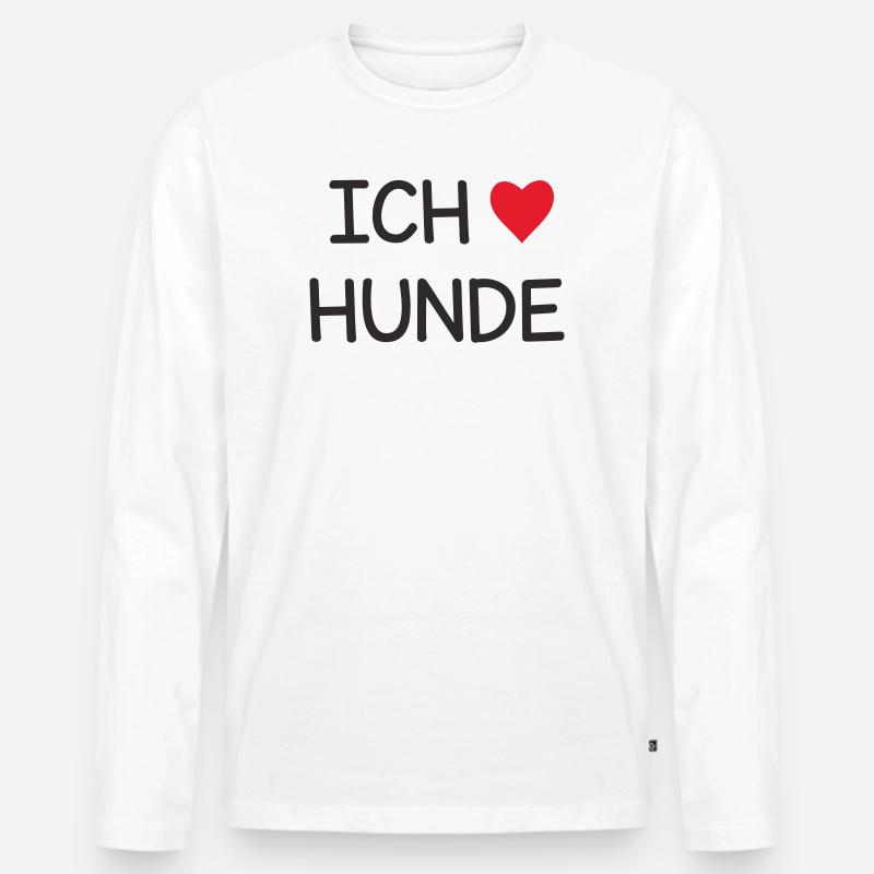 Ich ❤️ Hunde – Süßes Hundeliebe Textdesign - Männer Premium Bio Langarmshirt - Weiß