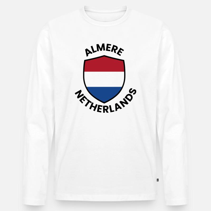 Almere Shield, Niederlande - Männer Premium Bio Langarmshirt - Weiß