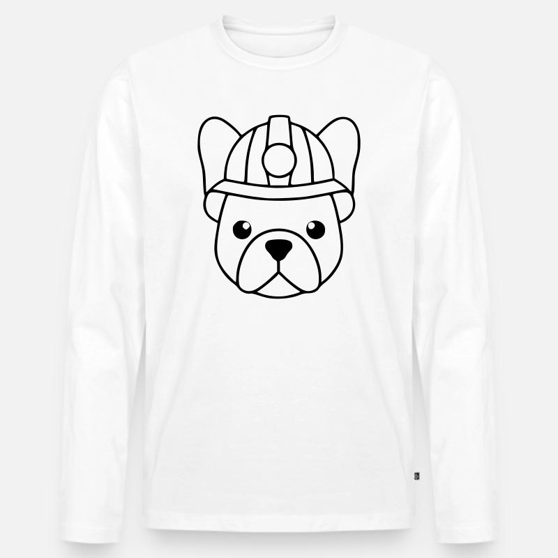 Frenchie Bergarbeiter Helm Lampe - Männer Premium Bio Langarmshirt - Weiß