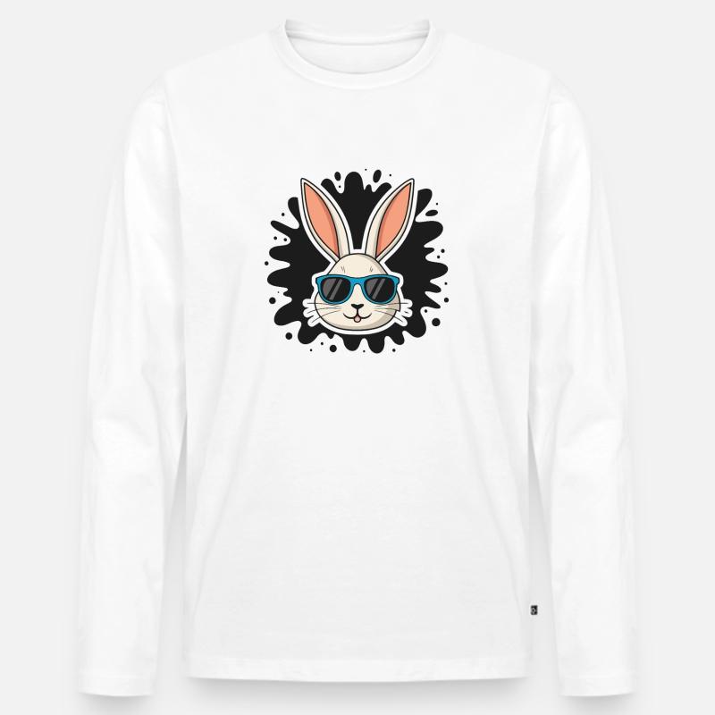 Rabbit Swag Blaue Brille - Männer Premium Bio Langarmshirt - Weiß