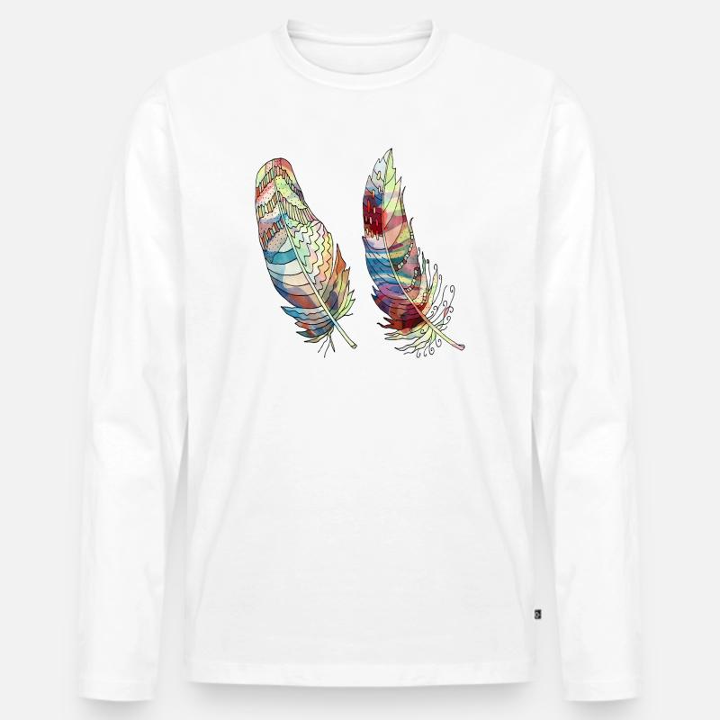 Feder - Männer Premium Bio Langarmshirt - Weiß