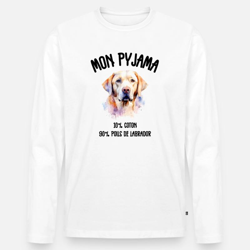 Labrador-Hunde-Pyjama-Humor - Männer Premium Bio Langarmshirt - Weiß