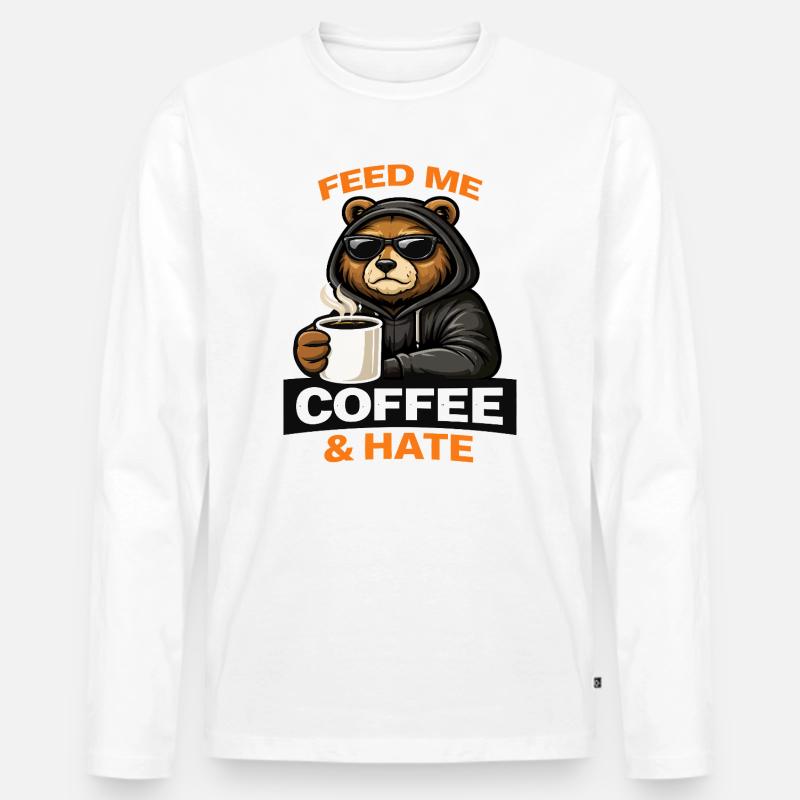 Grumpy Bear Kaffee-Einstellung - Männer Premium Bio Langarmshirt - Weiß