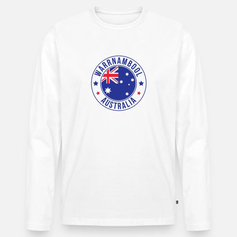 Warrnambool Australien Rundabzeichen - Männer Premium Bio Langarmshirt - Weiß
