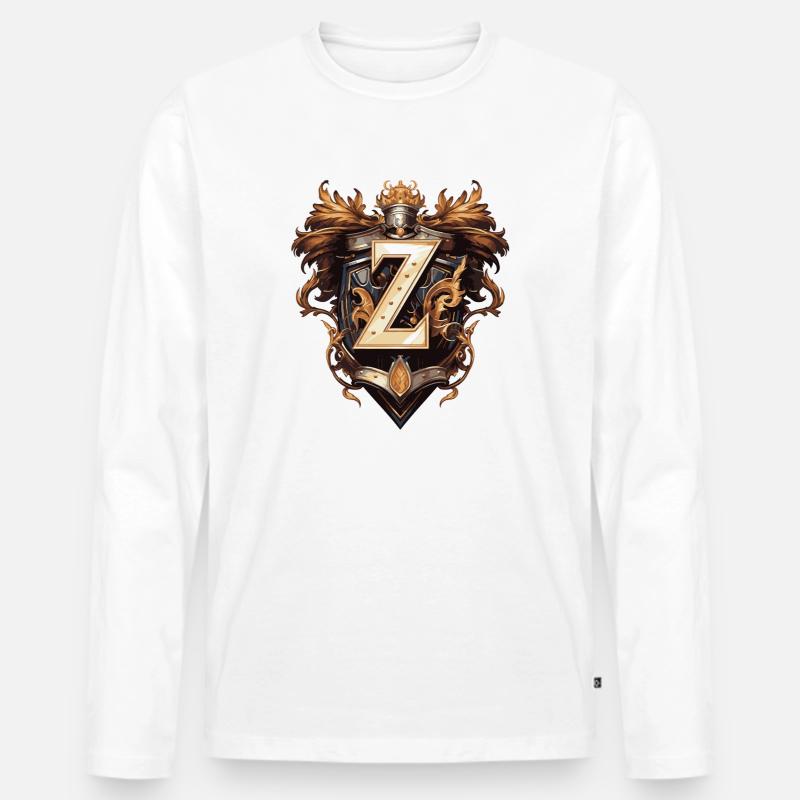 Z Buchstabe Name Krone - Männer Premium Bio Langarmshirt - Weiß