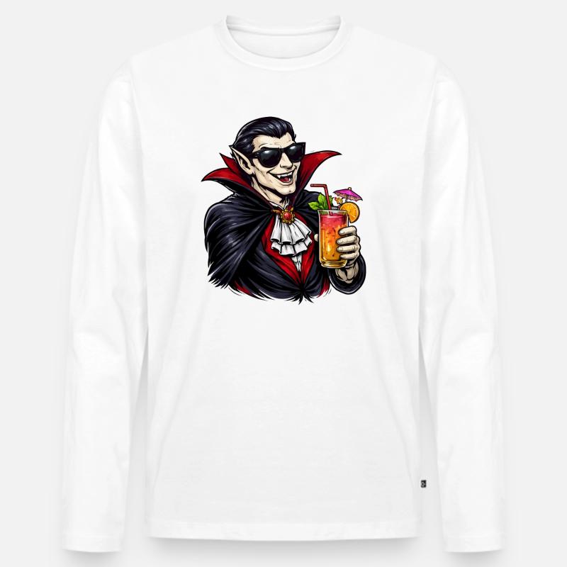Vampir Cocktail Deluxe - Männer Premium Bio Langarmshirt - Weiß