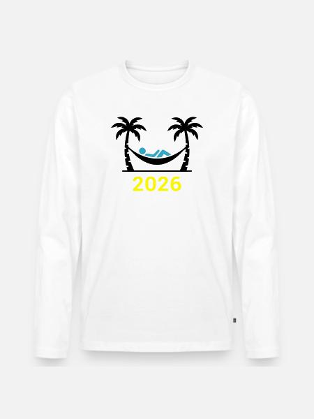 Hammock Palm Trees 2026 - Men's Premium Organic Long Sleeve Shirt - white