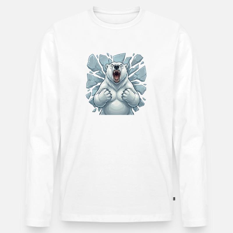 Polarbär bricht Eis - Männer Premium Bio Langarmshirt - Weiß