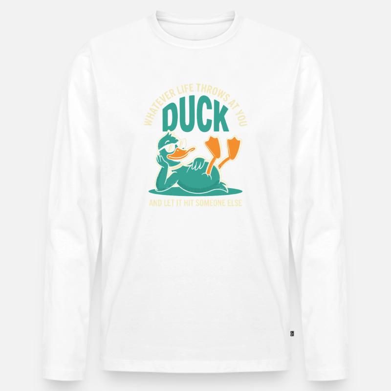 Duck Ausweichen – Andere Treffen Lassen - Männer Premium Bio Langarmshirt - Weiß