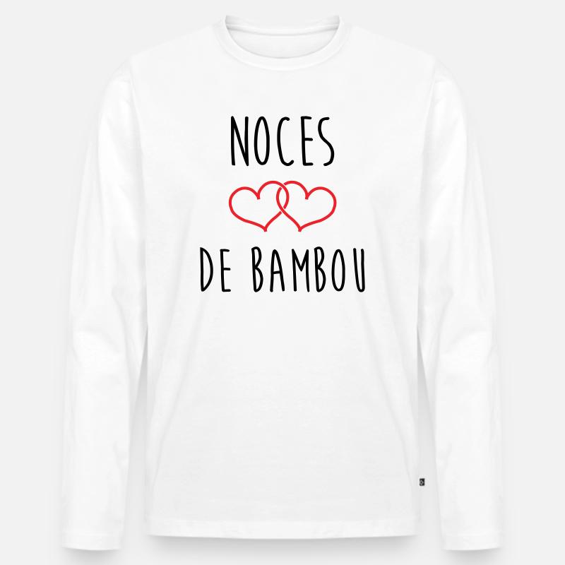 Bambushochzeit 79 Jahre Ehe - Männer Premium Bio Langarmshirt - Weiß