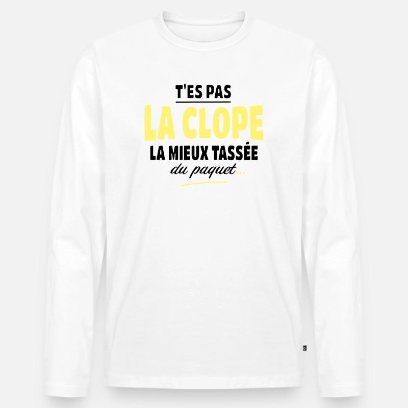 Du bist nicht der beste Zigaretten-Witzbold - Männer Premium Bio Langarmshirt - Weiß