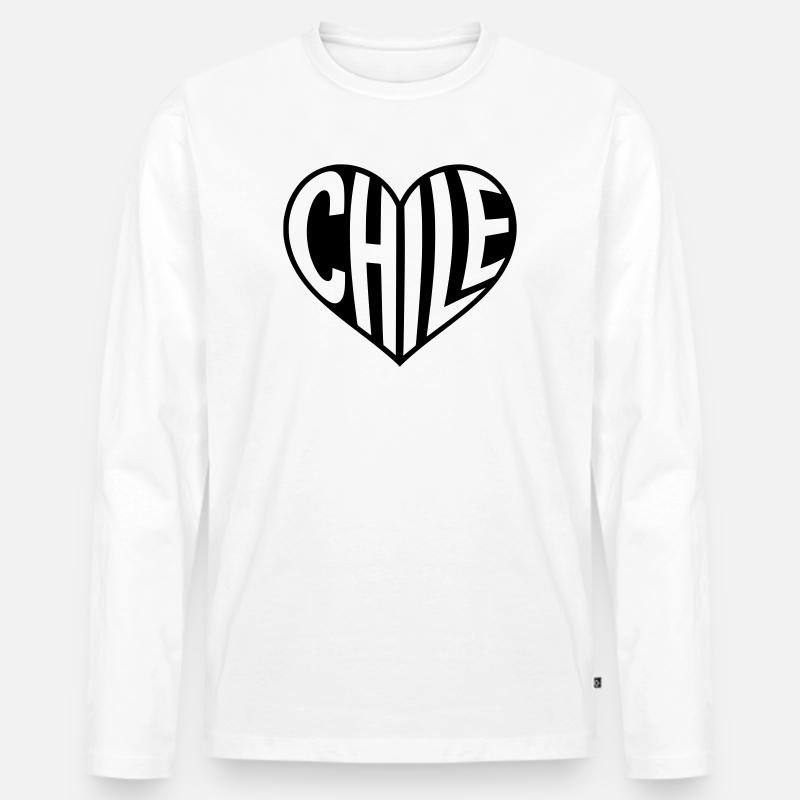Chile Herz Typografie  - Männer Premium Bio Langarmshirt - Weiß