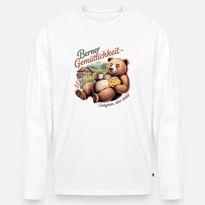  Berner Gemütlichkeit Langsam aber stabil Lustiger - Männer Premium Bio Langarmshirt - Weiß