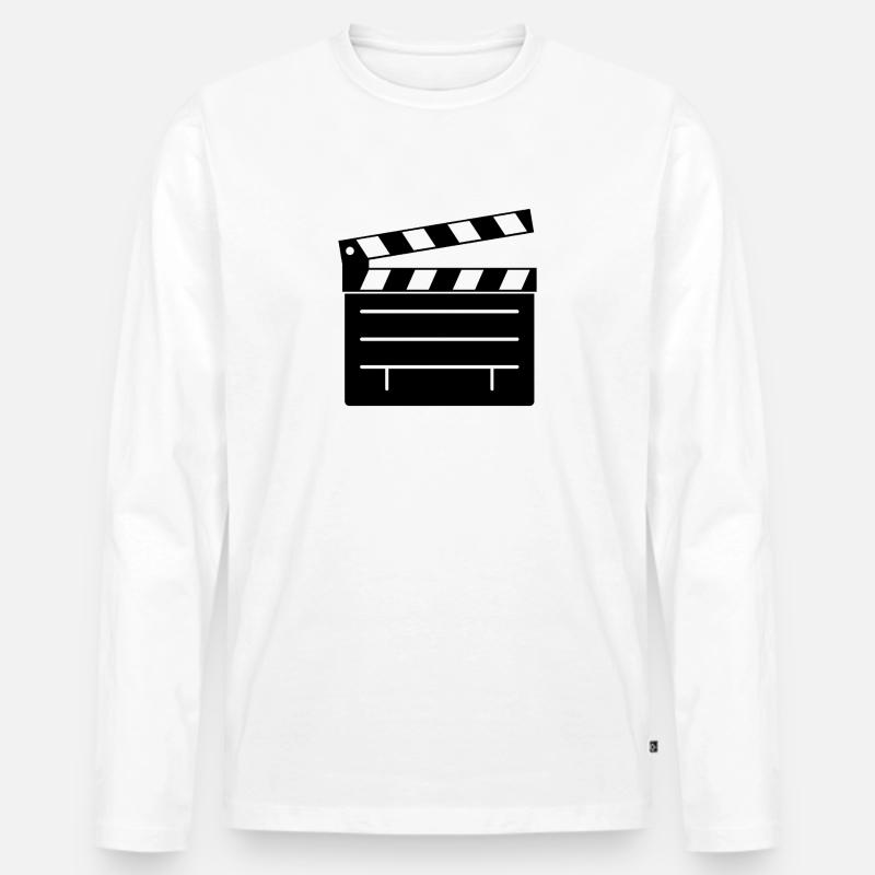 Clapperboard - Männer Premium Bio Langarmshirt - Weiß