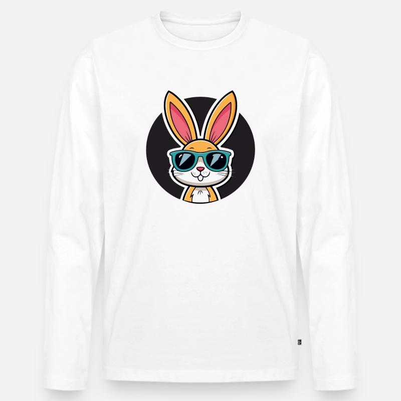 Solarbunny mit blauer Brille - Männer Premium Bio Langarmshirt - Weiß