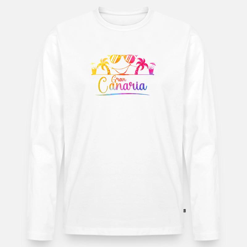 Gran Canaria Strand Regenbogen - Männer Premium Bio Langarmshirt - Weiß