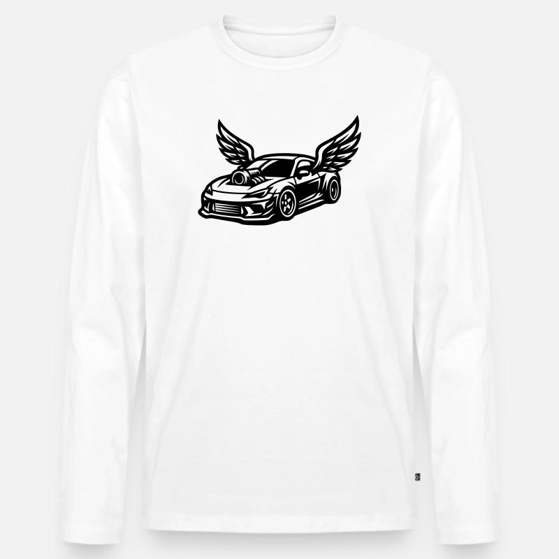 Sportwagen Symbol Auto Tuning - Männer Premium Bio Langarmshirt - Weiß