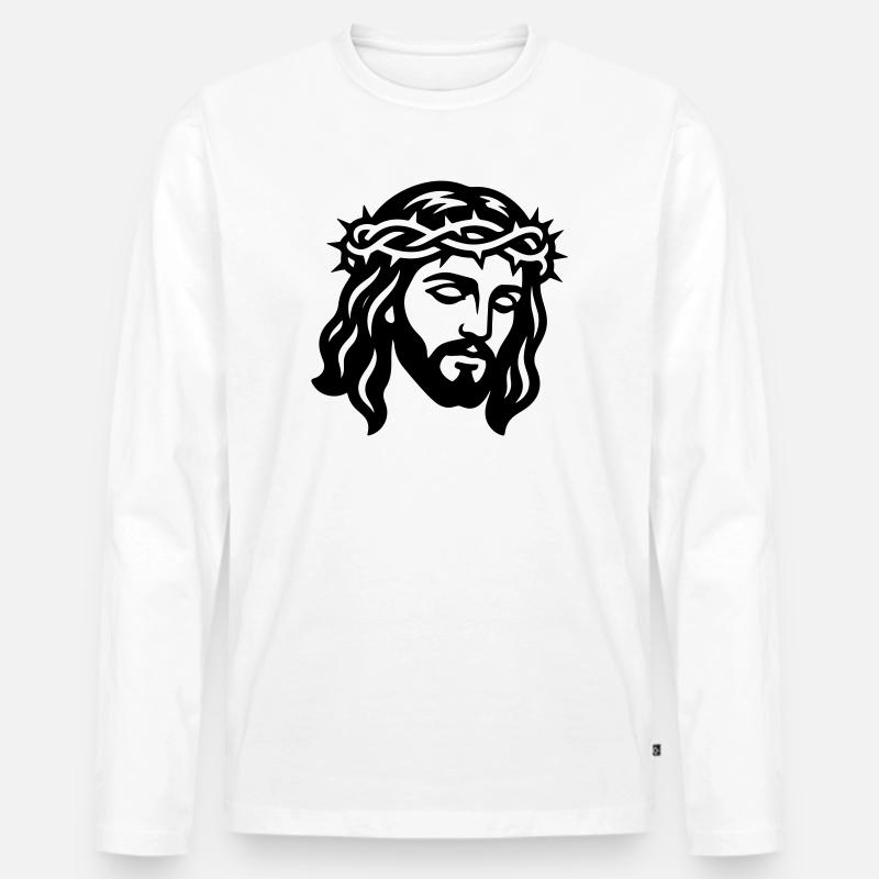 Jesus Christus Kopf - Männer Premium Bio Langarmshirt - Weiß