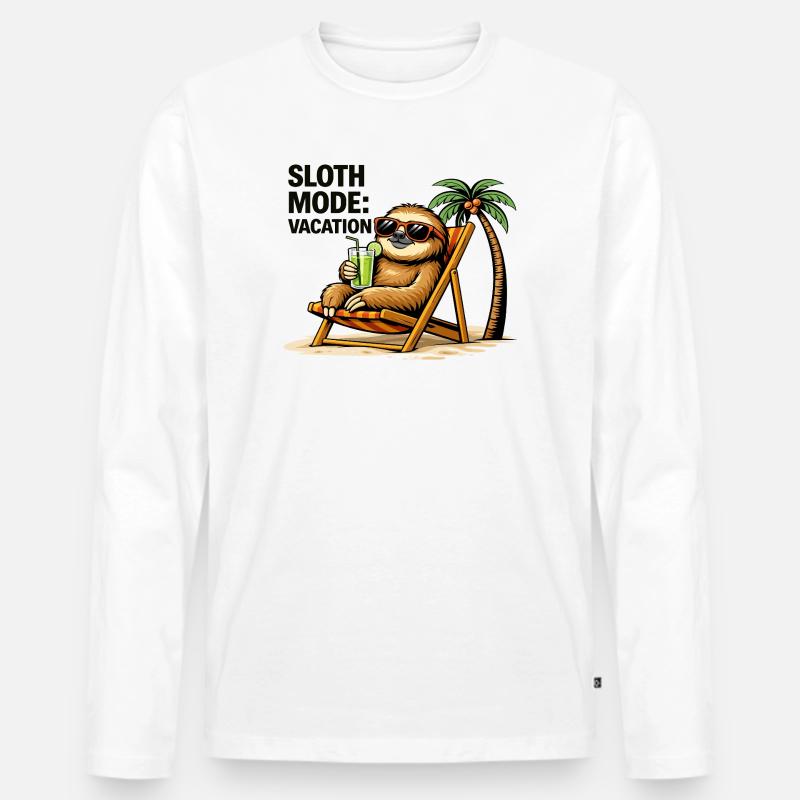 Faultiermodus Urlaub - Männer Premium Bio Langarmshirt - Weiß
