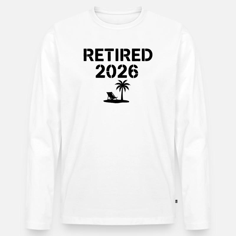 Retired 2026 Rente Palme Strand - Männer Premium Bio Langarmshirt - Weiß