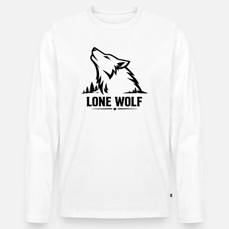 Lone Wolf Heulender Wolf Wolfskopf Design - Männer Premium Bio Langarmshirt - Weiß