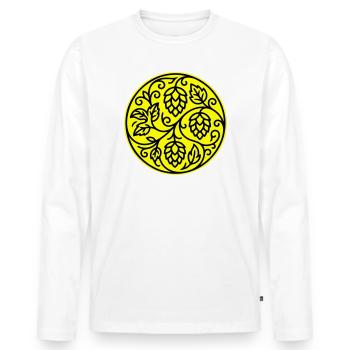 Hops Barley Malt Symbol - Men's Premium Organic Long Sleeve Shirt - white - Front - Nico (187cm)