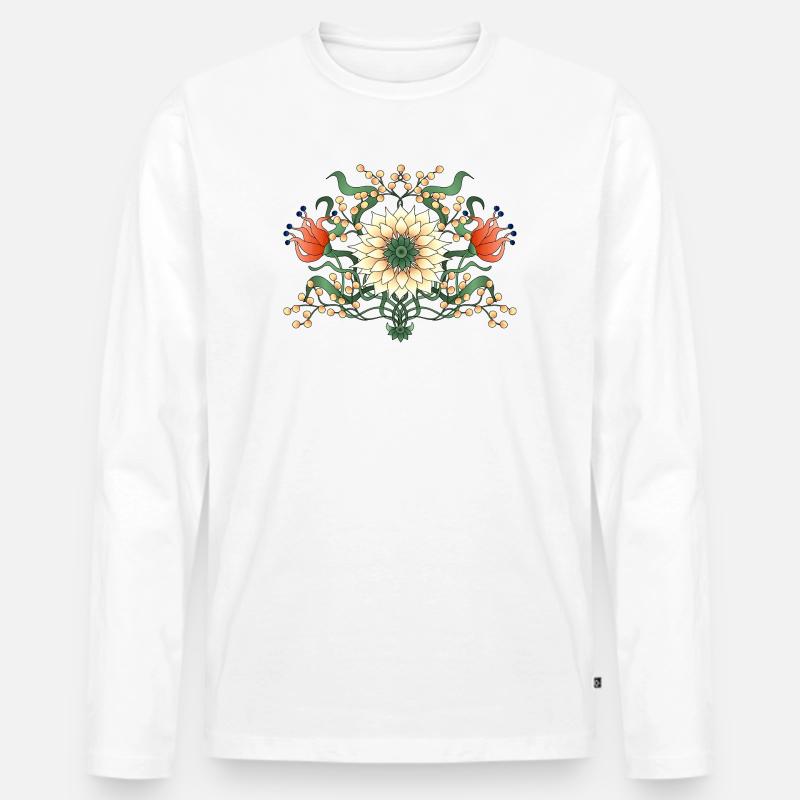 Blumen - Männer Premium Bio Langarmshirt - Weiß
