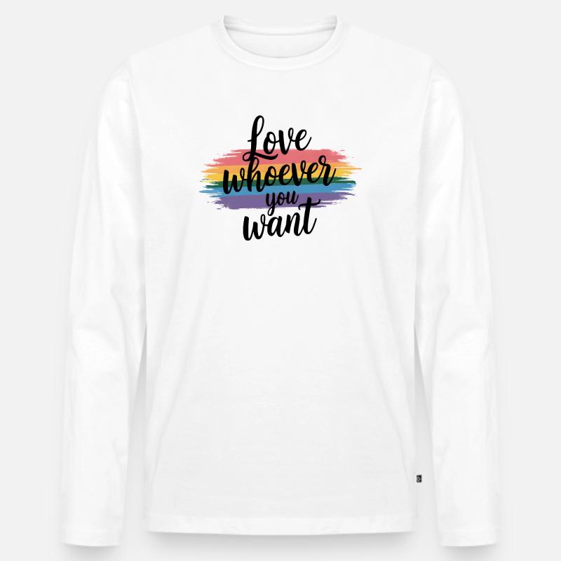 Liebe wem du willst Pride Palette - Männer Premium Bio Langarmshirt - Weiß