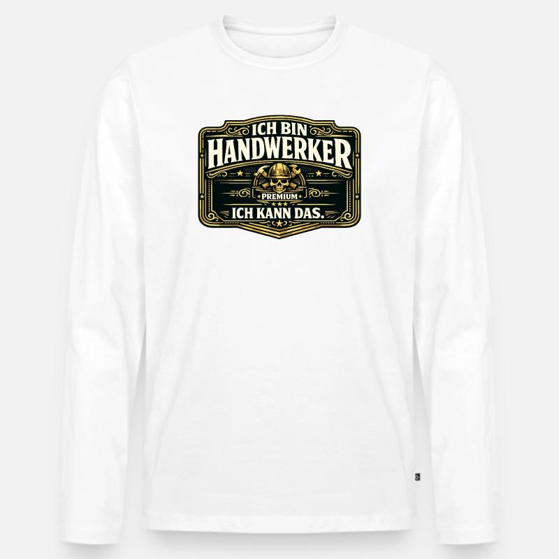 Ich bin Handwerker Premium - Männer Premium Bio Langarmshirt - Weiß