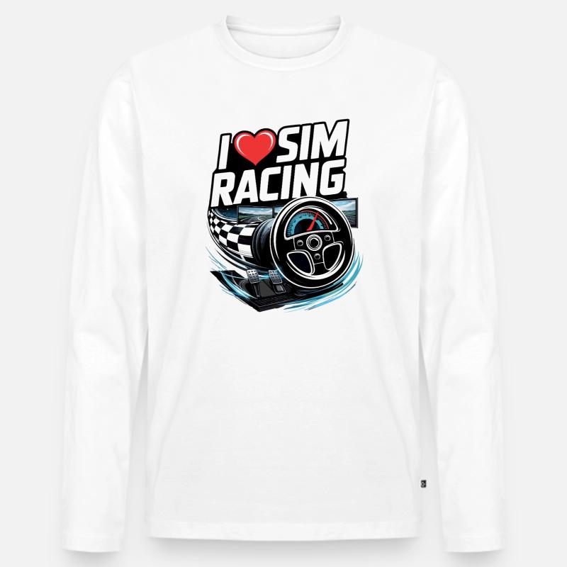 Ich liebe Sim Racing - Männer Premium Bio Langarmshirt - Weiß