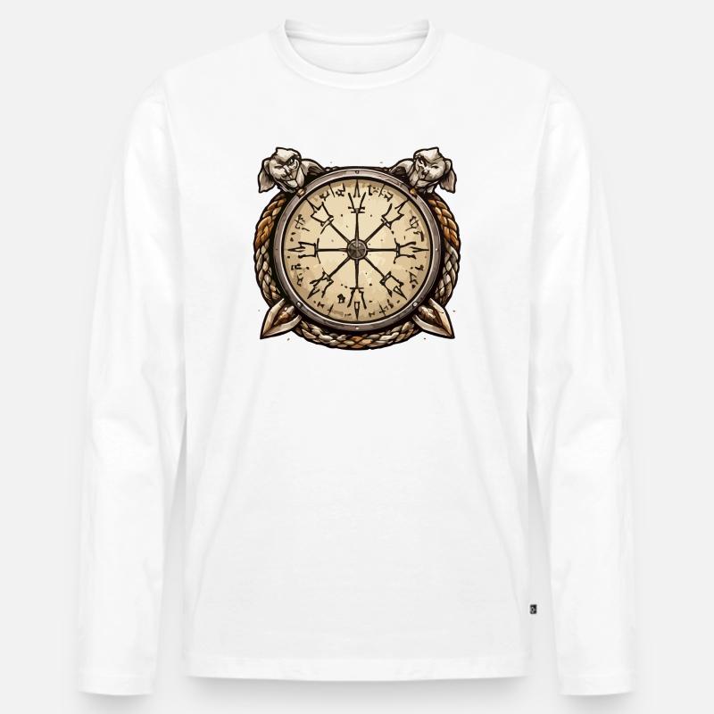 Nautischer Kompass Wikinger - Männer Premium Bio Langarmshirt - Weiß