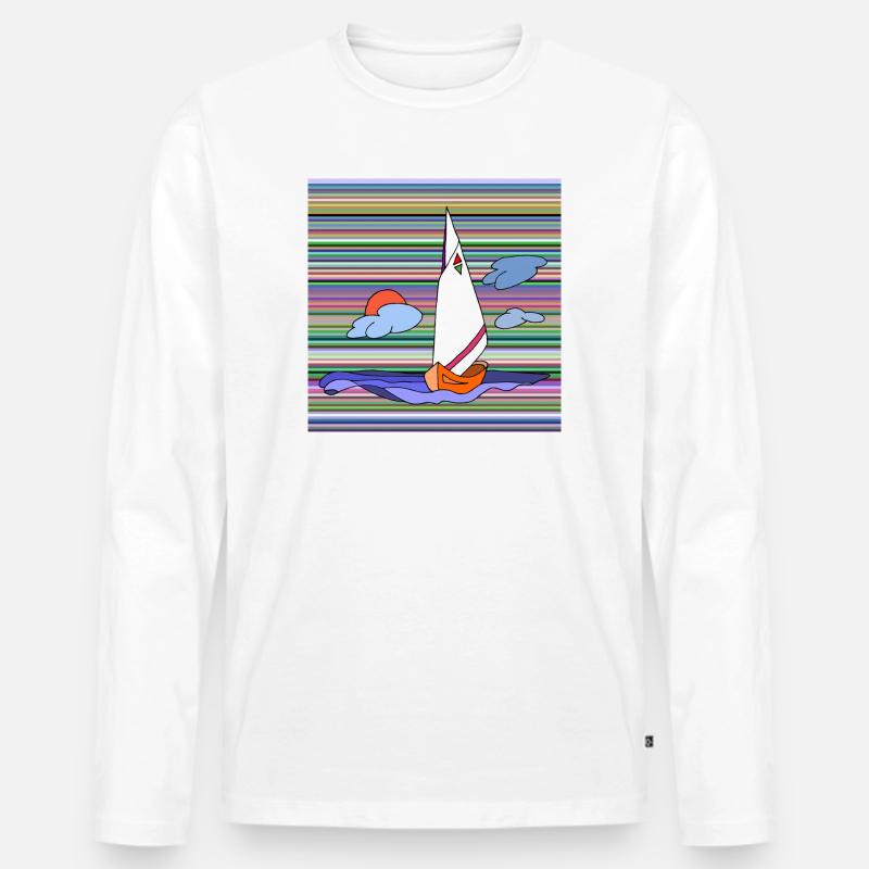 Segelboot - Männer Premium Bio Langarmshirt - Weiß