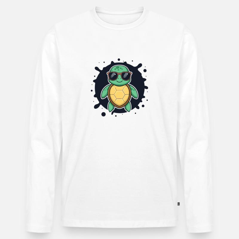 Sea Turtle Cool-Sonnenbrille - Männer Premium Bio Langarmshirt - Weiß