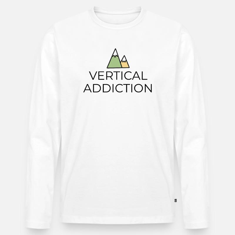 Vertical Addiction - Design mit Bergspitzen - Männer Premium Bio Langarmshirt - Weiß
