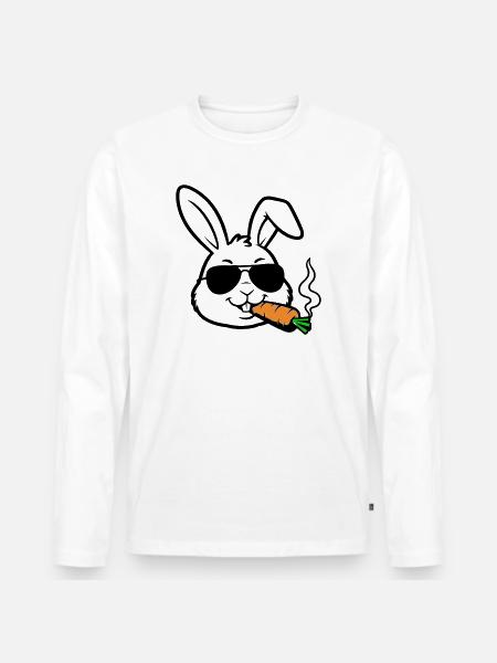 Hase Brille Karotte Comic - Männer Premium Bio Langarmshirt - Weiß