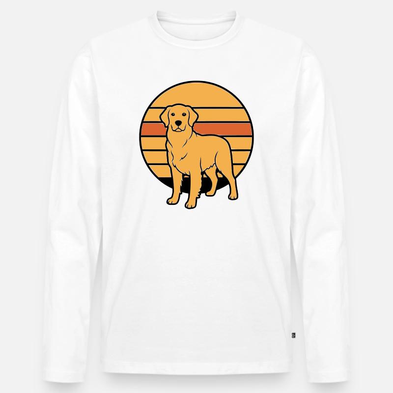 Hund Retriever Retro Sunset - Männer Premium Bio Langarmshirt - Weiß