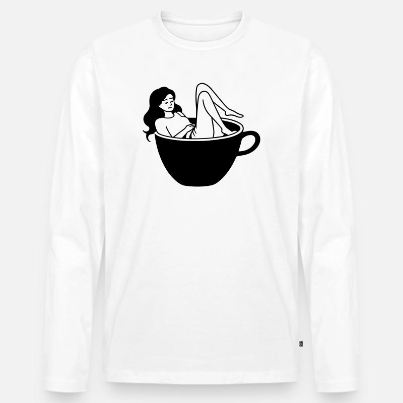 Kaffeekultur - Männer Premium Bio Langarmshirt - Weiß