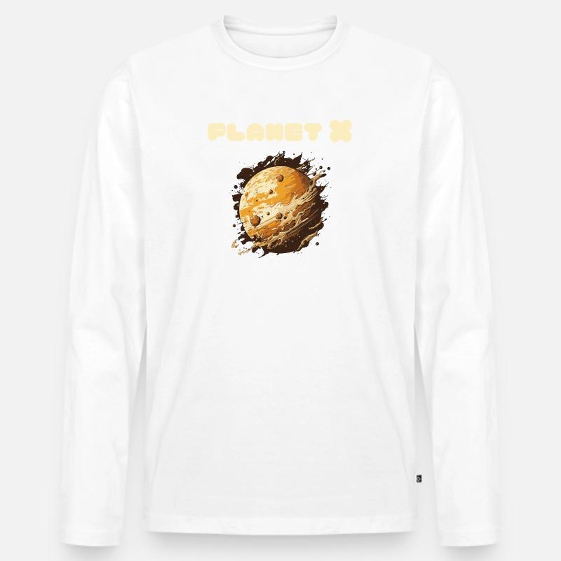 Planet X Planet 9 - Männer Premium Bio Langarmshirt - Weiß