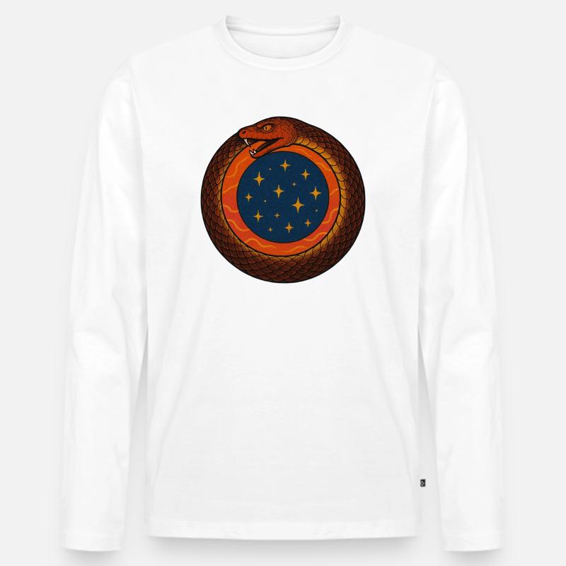 Kosmisches Ouroboros-Emblem - Männer Premium Bio Langarmshirt - Weiß