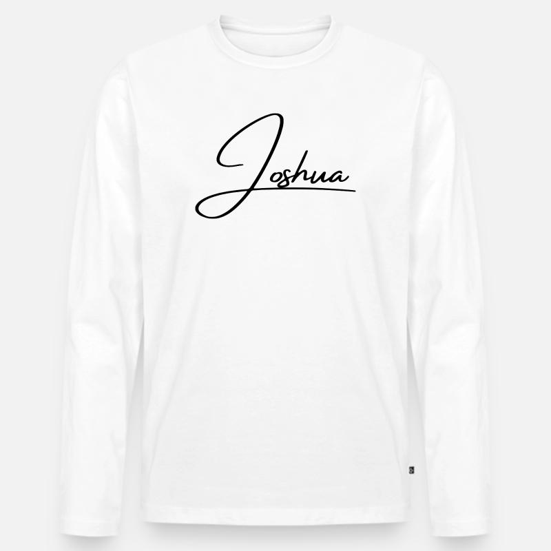 Nom de Josué - Écriture cursive élégante - T-shirt manches longues Premium bio Homme - blanc