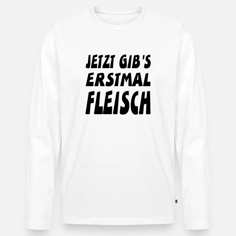 Fleisch - Männer Premium Bio Langarmshirt - Weiß