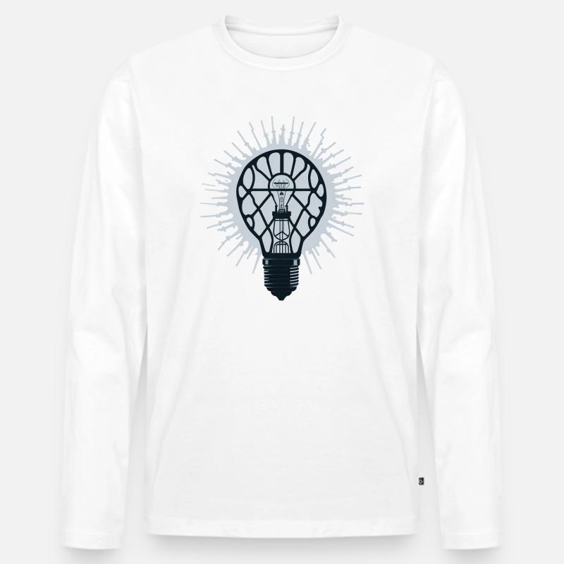 Leuchtende Idee: Inspirations-Glühbirne - Männer Premium Bio Langarmshirt - Weiß