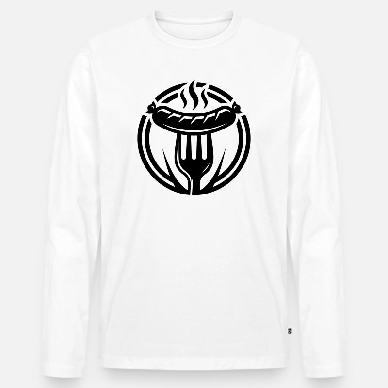 Wurst Bratwurst Symbol - Männer Premium Bio Langarmshirt - Weiß