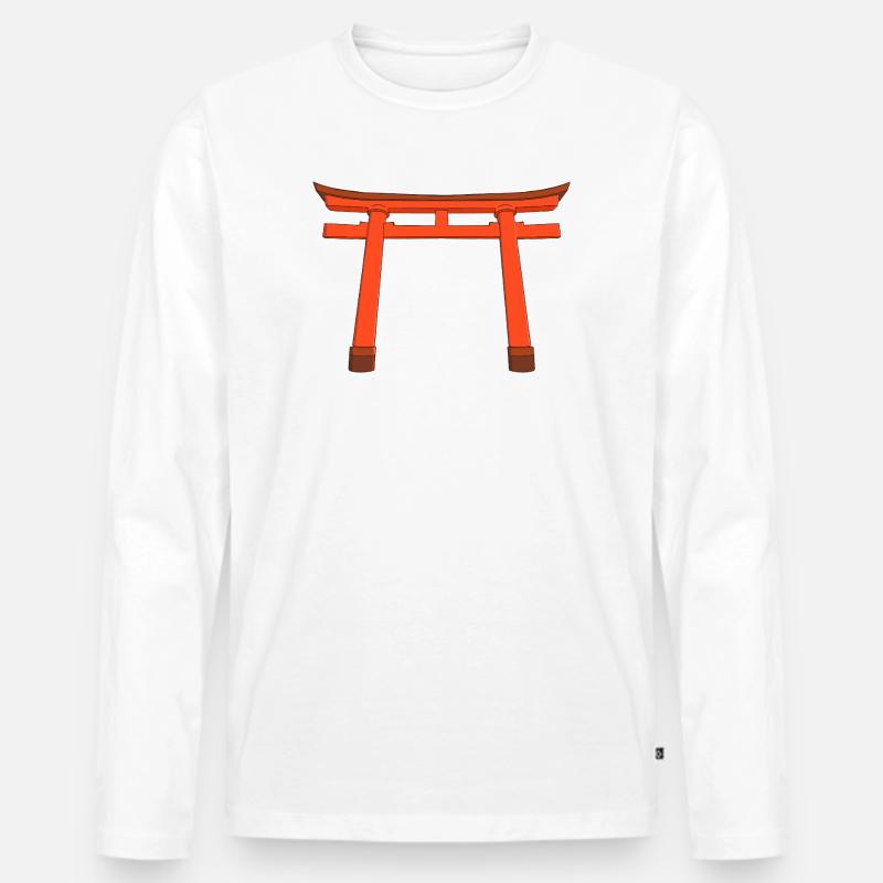 Lebendiges Torii-Tor - Männer Premium Bio Langarmshirt - Weiß